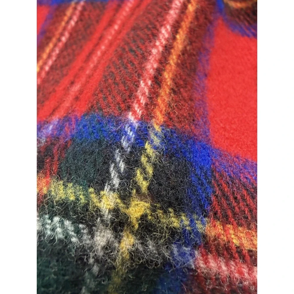The Scotch House Johnstons Lambswool Tartan Scarf Red Plaid Made Scotland Fringe